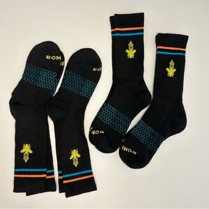 Bombas NWOT 4 pair Calf Socks Medium Black Orange Turquoise Yellow